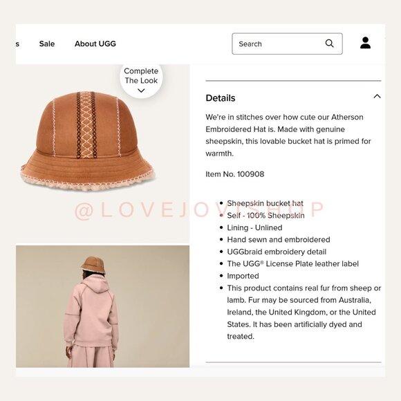 Streetwear | UGG Bucket Hat | Embroidered Authentic Sheepskin Shearling main image 6